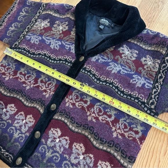 Vintage Icelandic Design Nordic Floral Lined Wool Cardigan Sz Medium - Picture 8 of 8